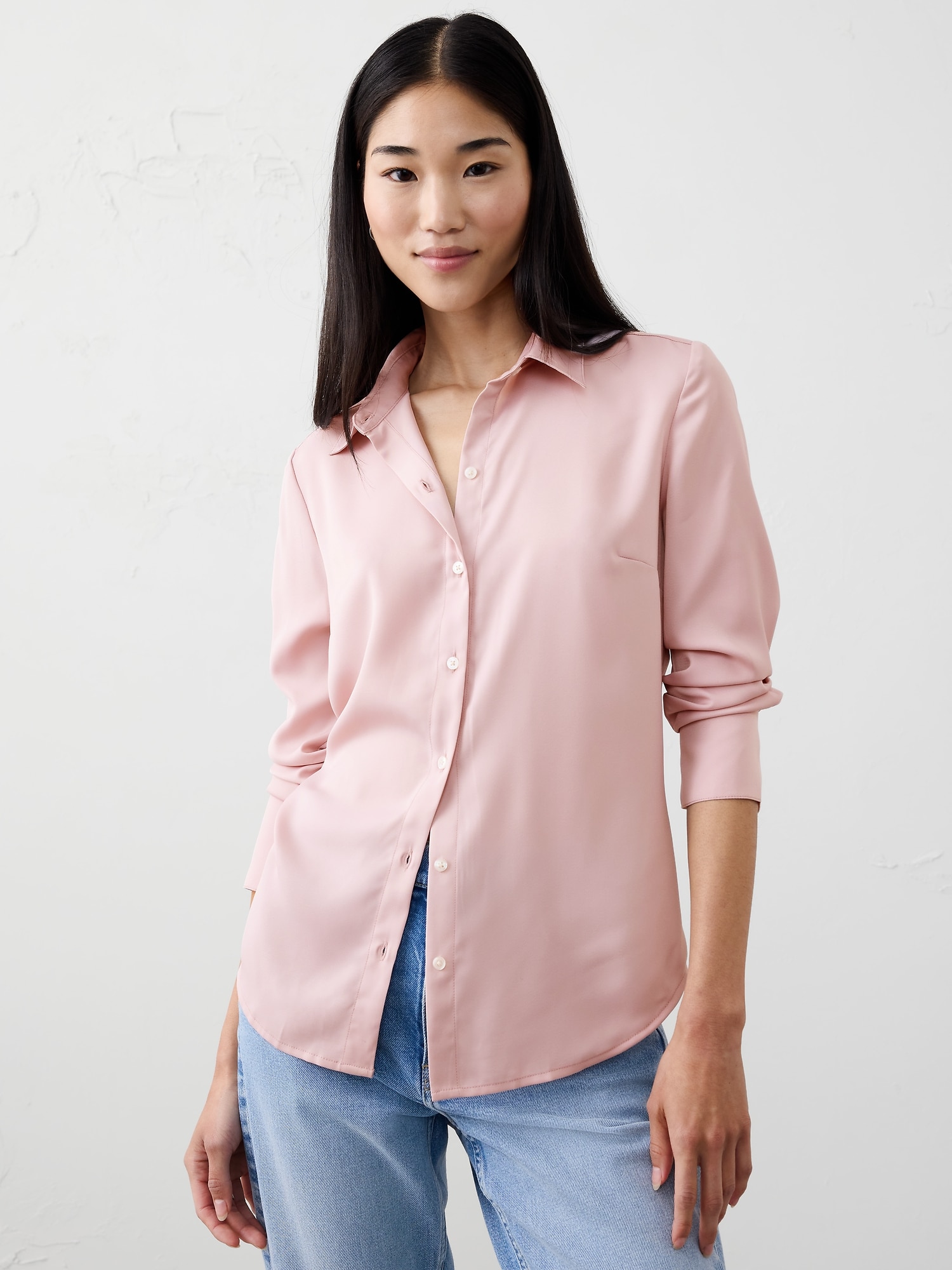 Silky Classic Shirt - Silver Rose