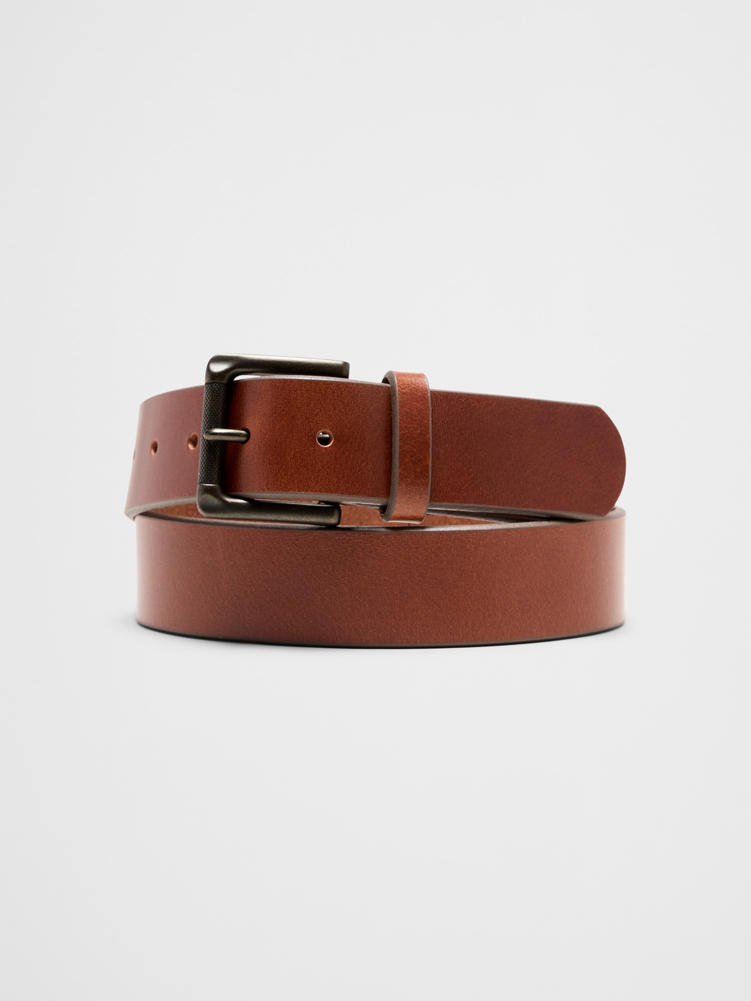 Leather Casual Belt - Cognac