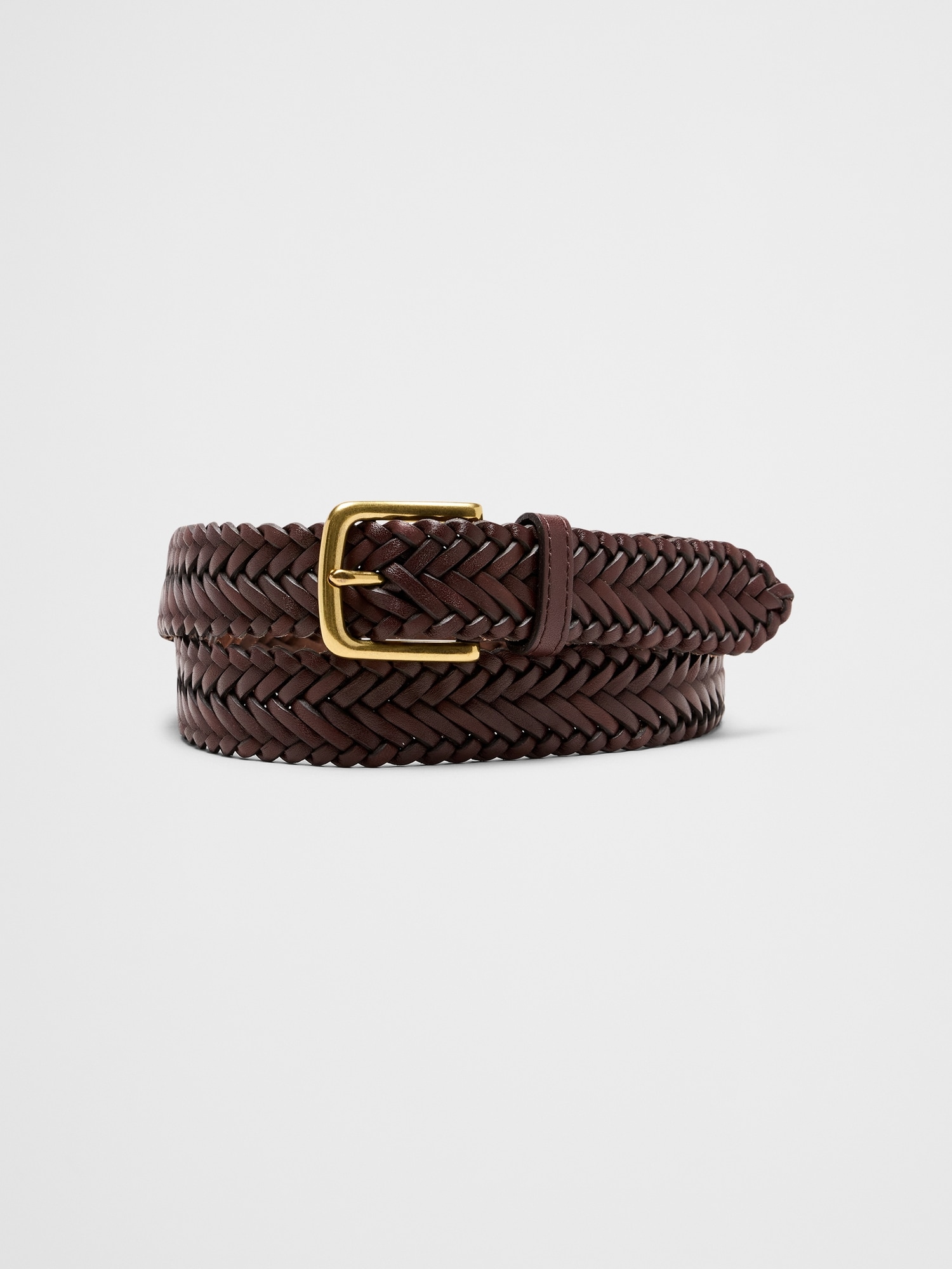Braided Leather Belt - Cognac