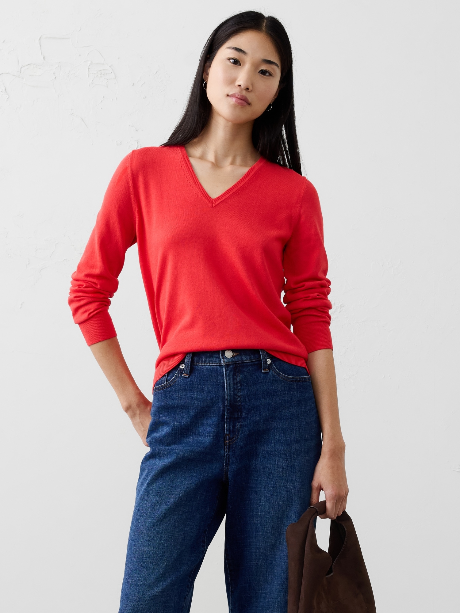 Forever V-Neck Sweater - Poppy Seed Red