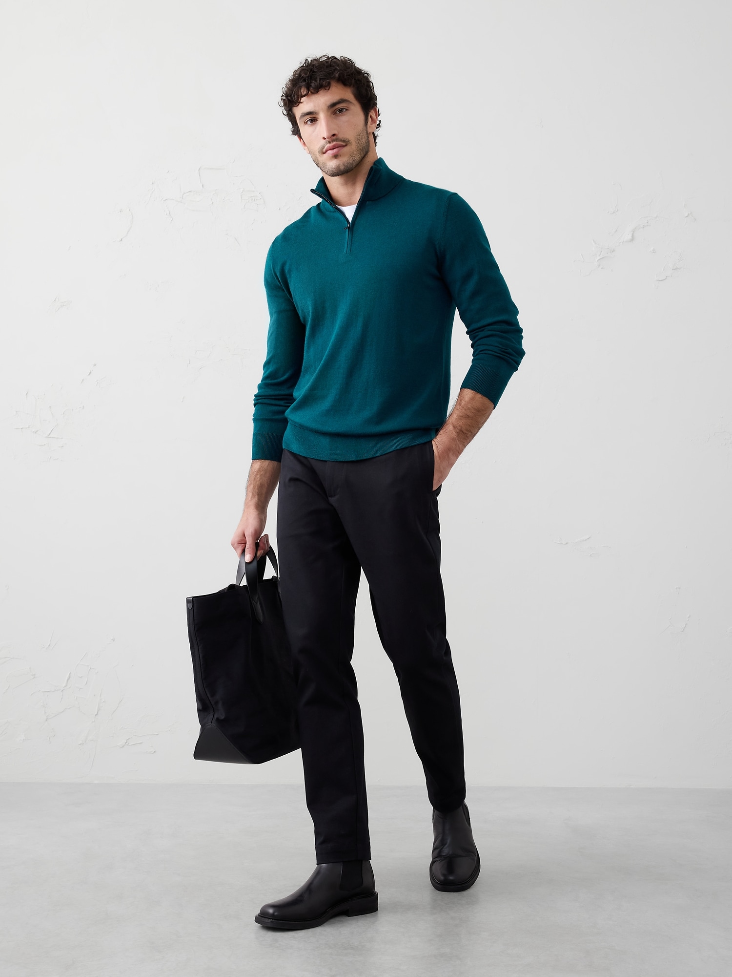 Image number 1 showing, Merino Wool Half-Zip Sweater