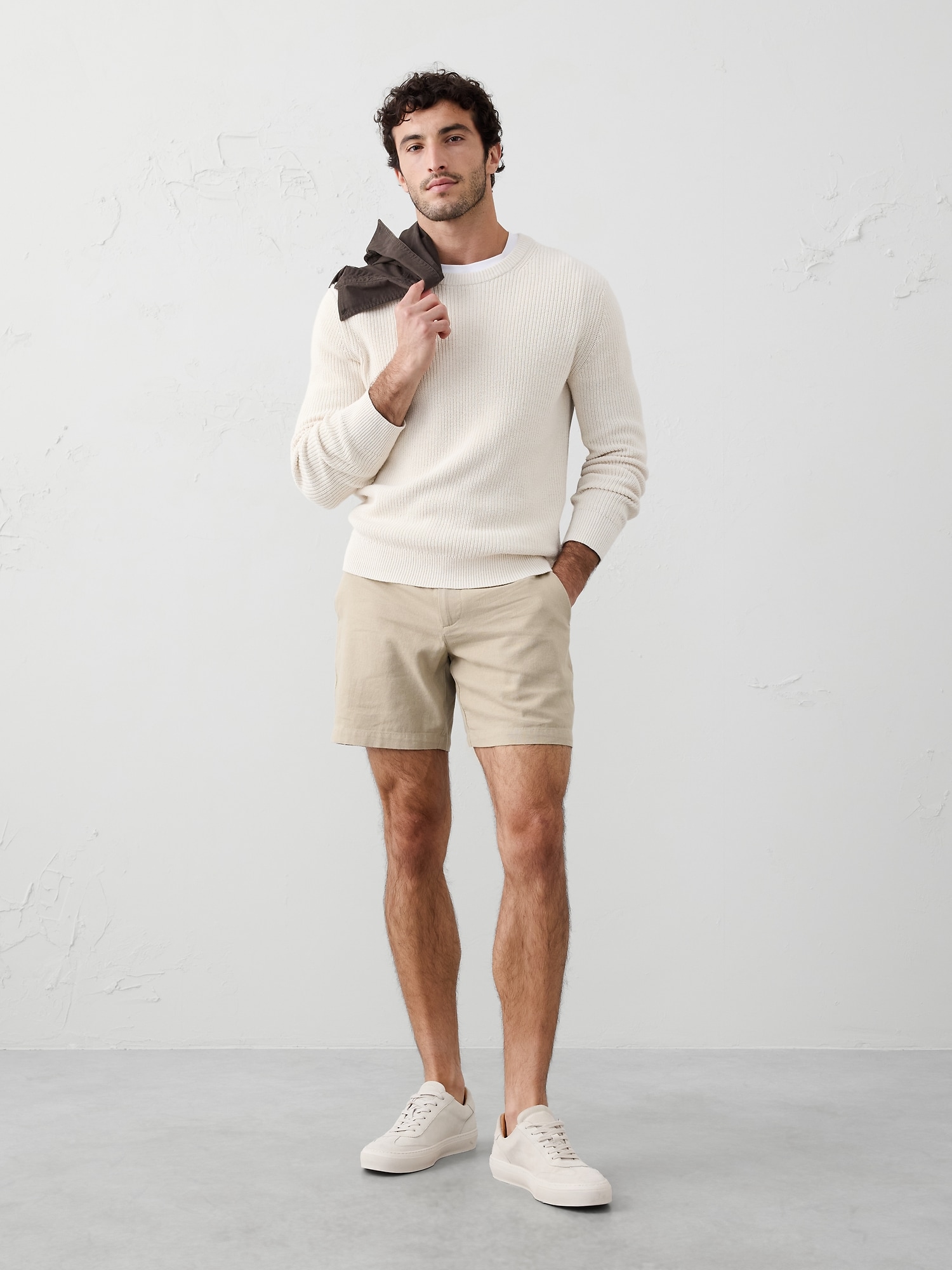 Slim-Fit 7" Linen-Blend Short - Workwear Khaki