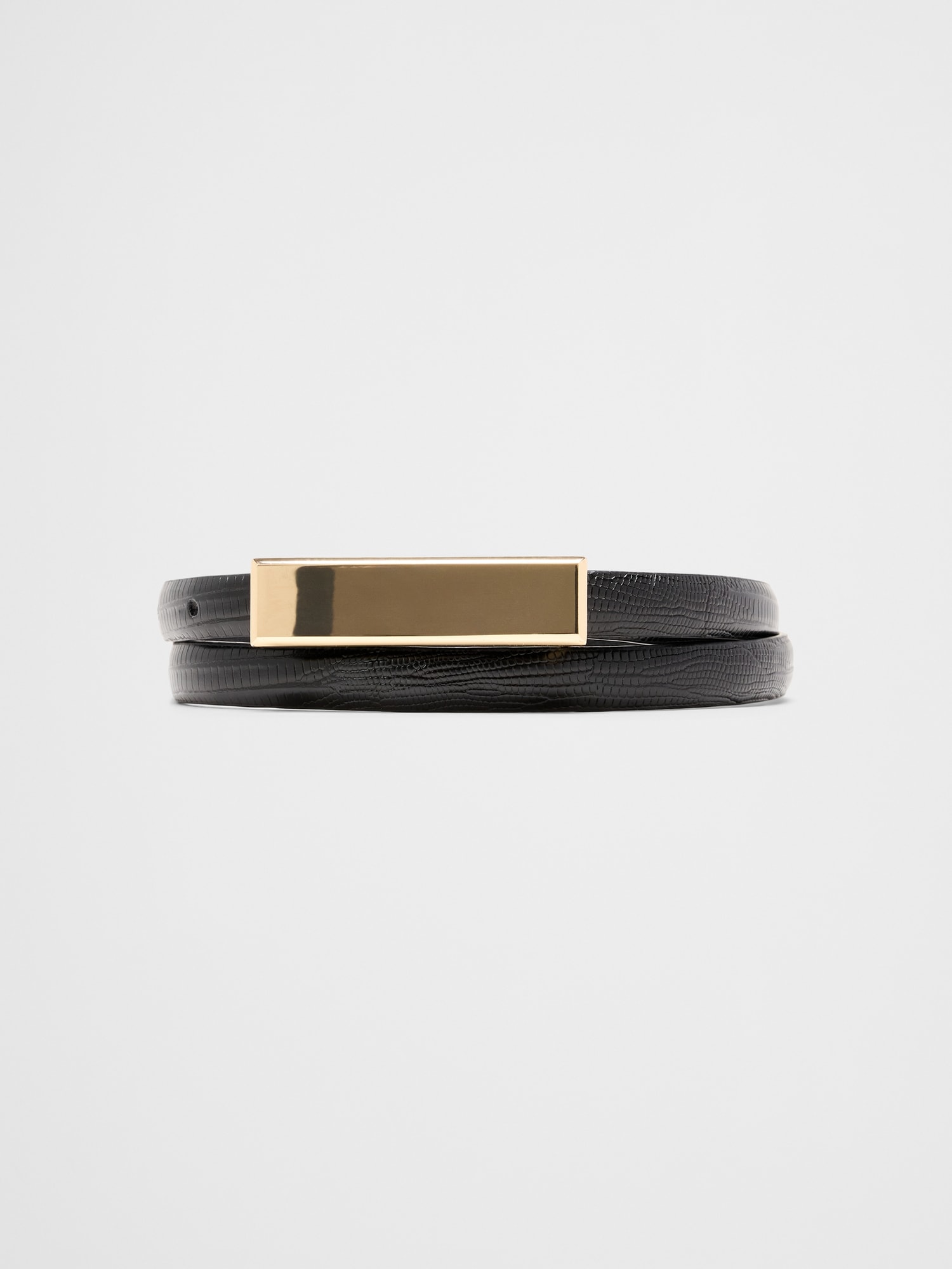 Leather Ultra Skinny Dress Belt - Black