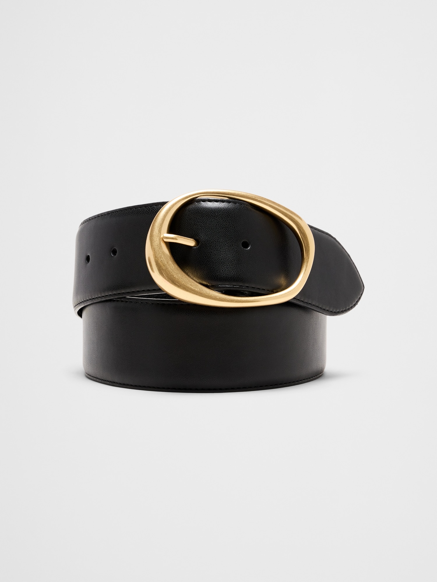 Image number 1 showing, Vegan Leather Organic Buckle Wide Belt