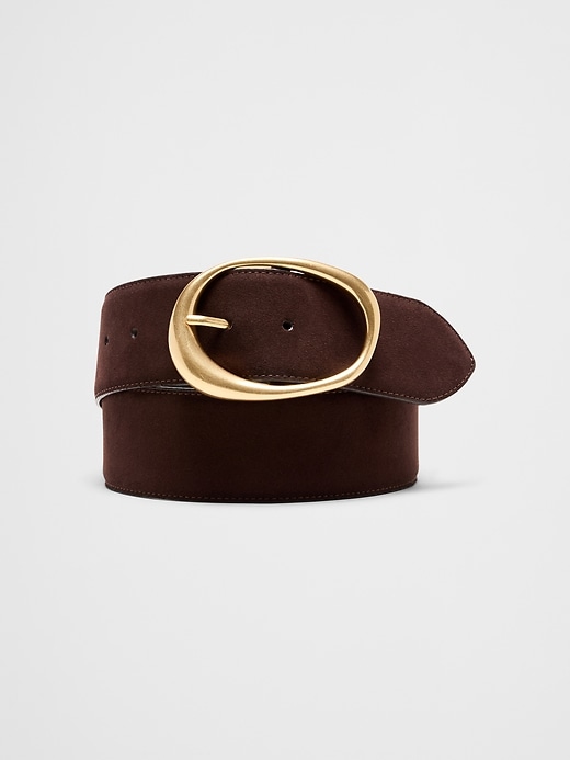 Leather Square Buckle Slider Belt