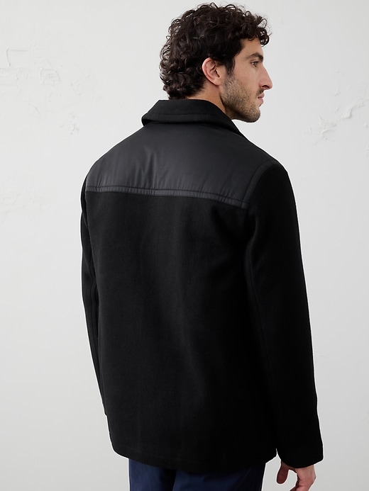 Wool-Blend Mixed Media Coat