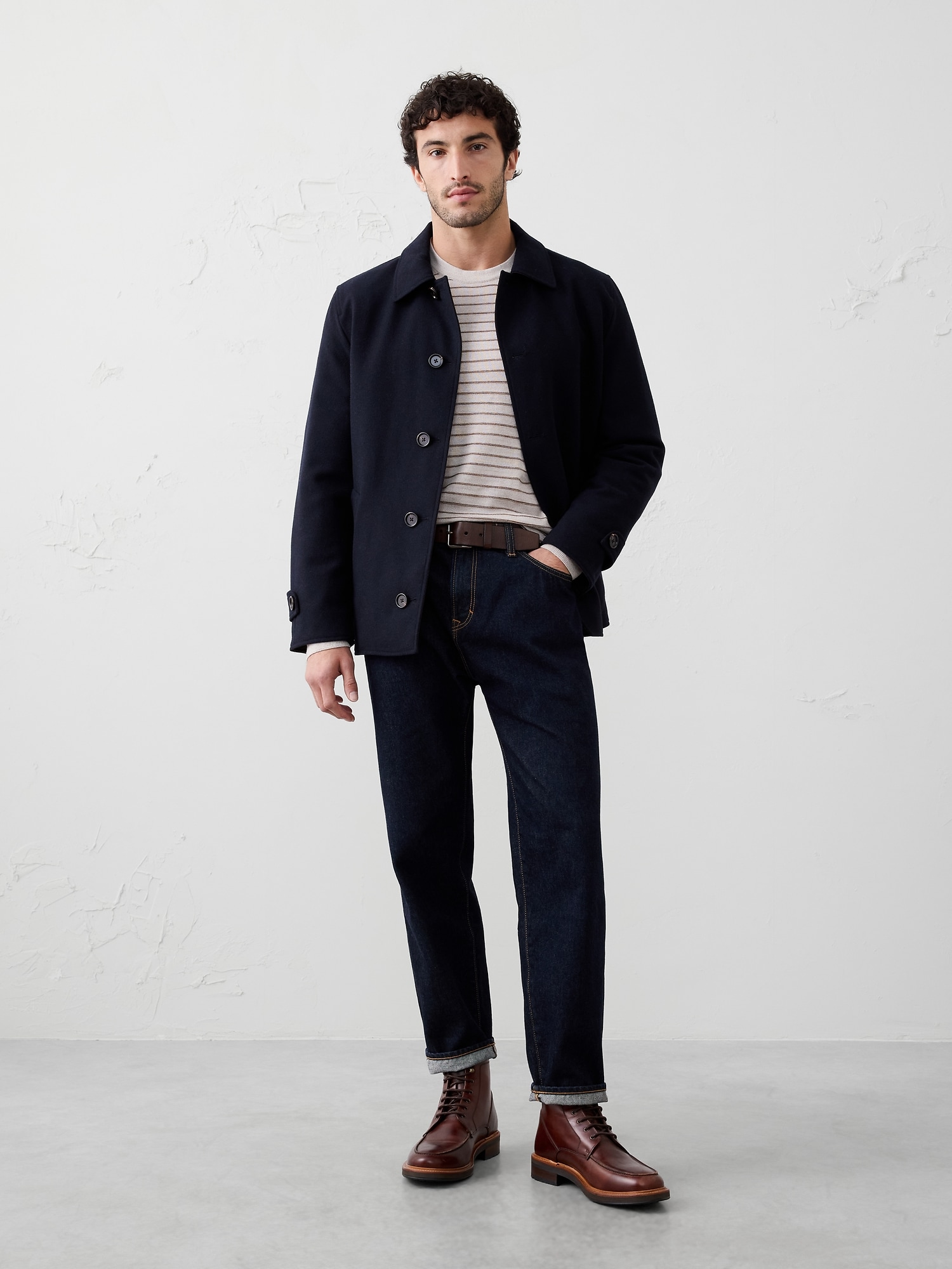Image number 1 showing, Merino Wool Textured Striped Sweater