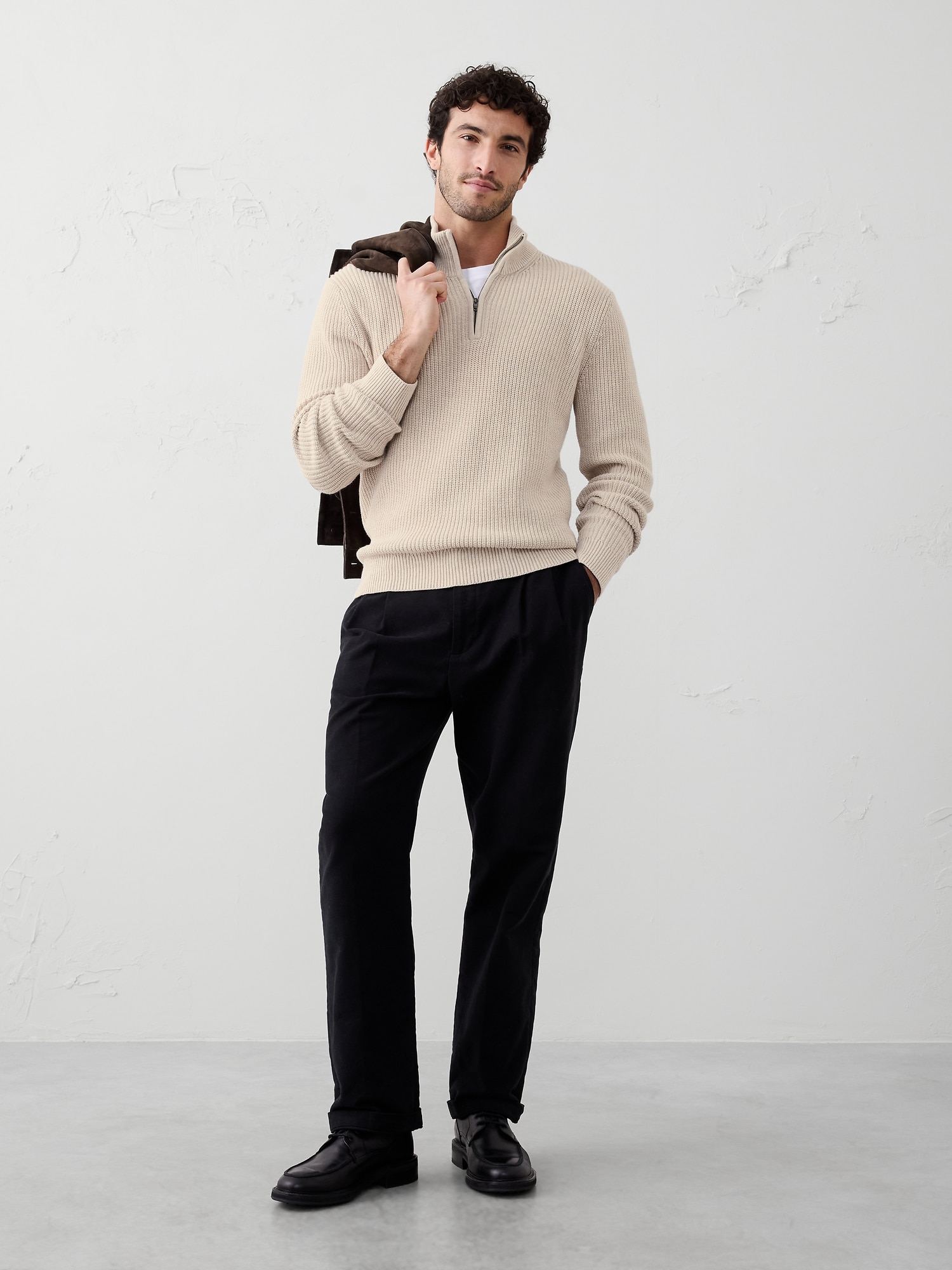 Fisherman Quarter-Zip Sweater - Oatmeal Heather