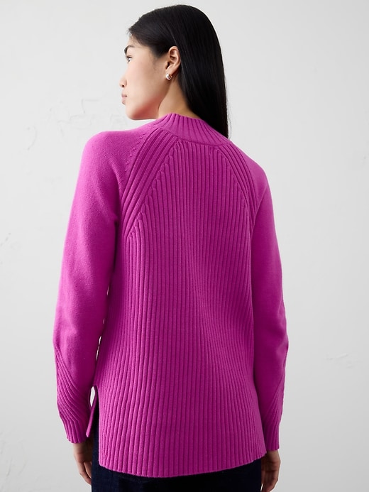 Mixed Ribbed Turtleneck Sweater