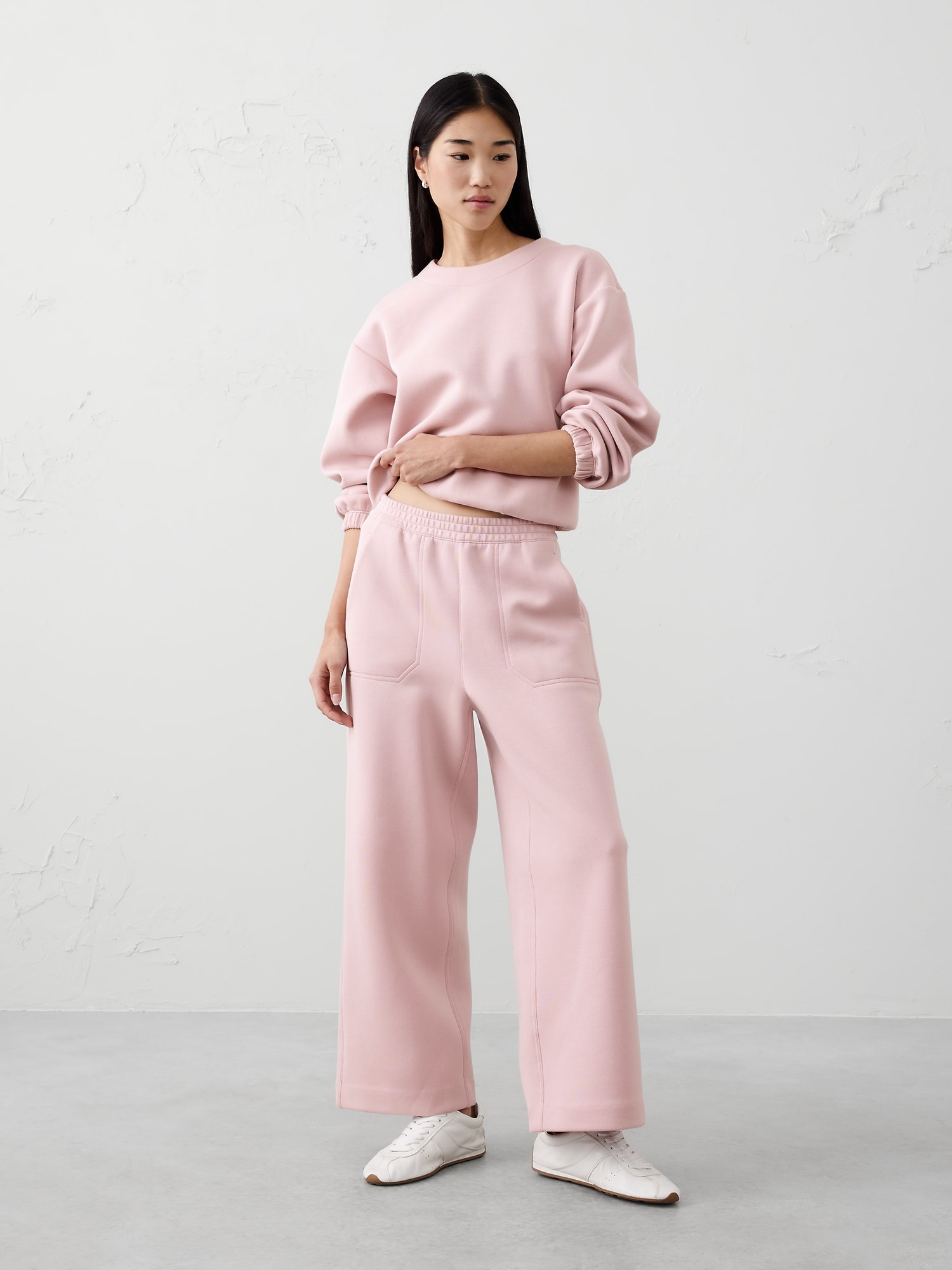 Knit Wide-Leg High-Rise Pant - Silver Rose