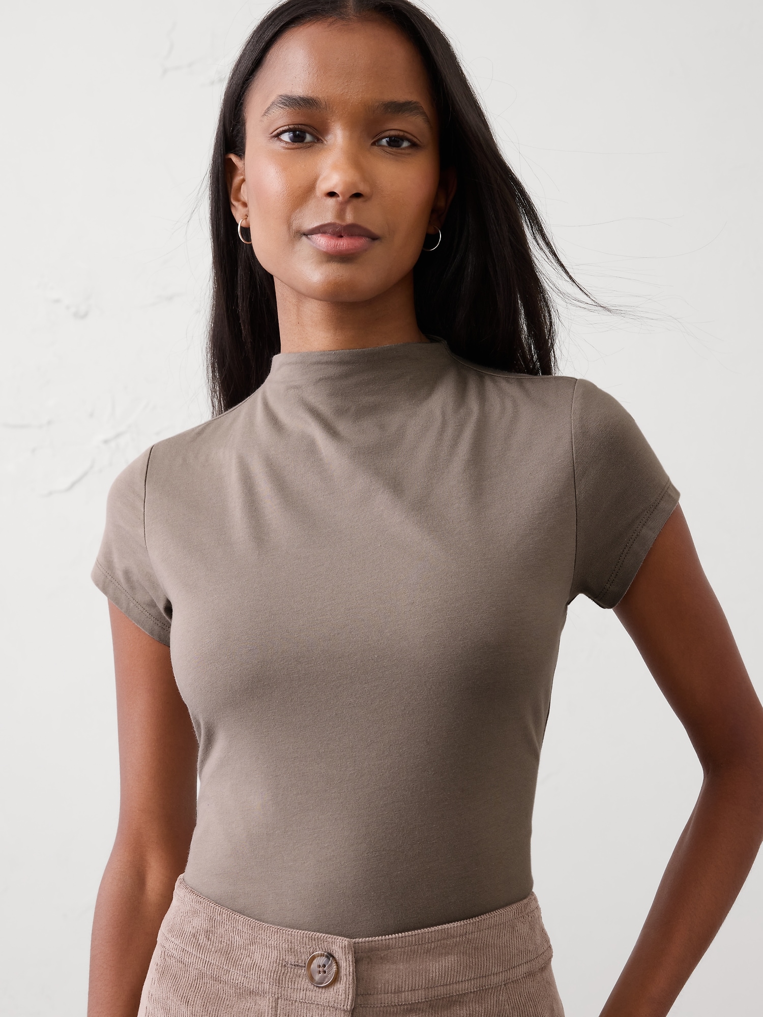 Image number 6 showing, Soft Stretch Mock-Neck Top