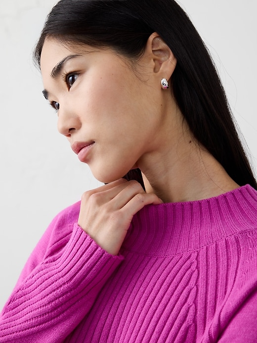 Mixed Ribbed Turtleneck Sweater