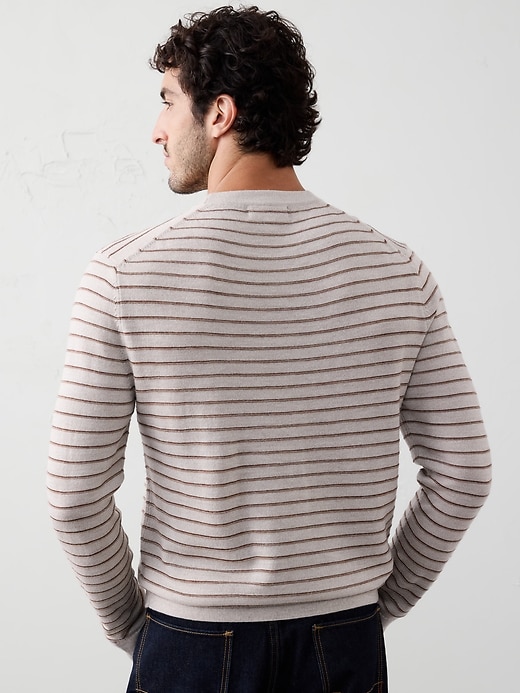 Merino Wool Textured Striped Sweater