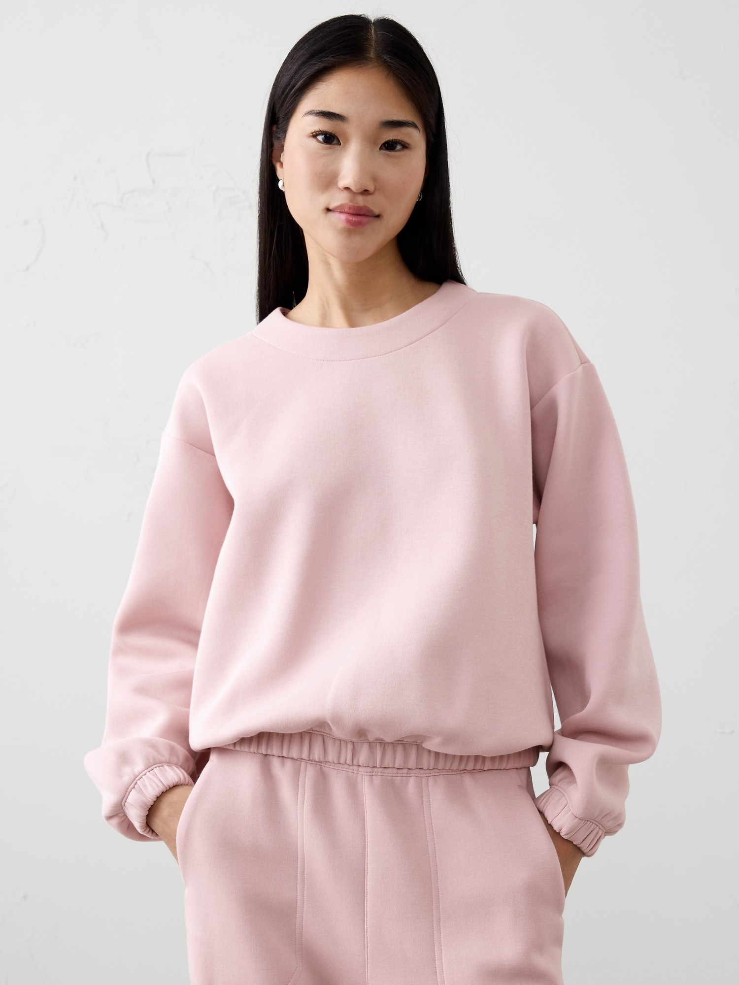 Knit High-Neck Sweatshirt - Silver Rose