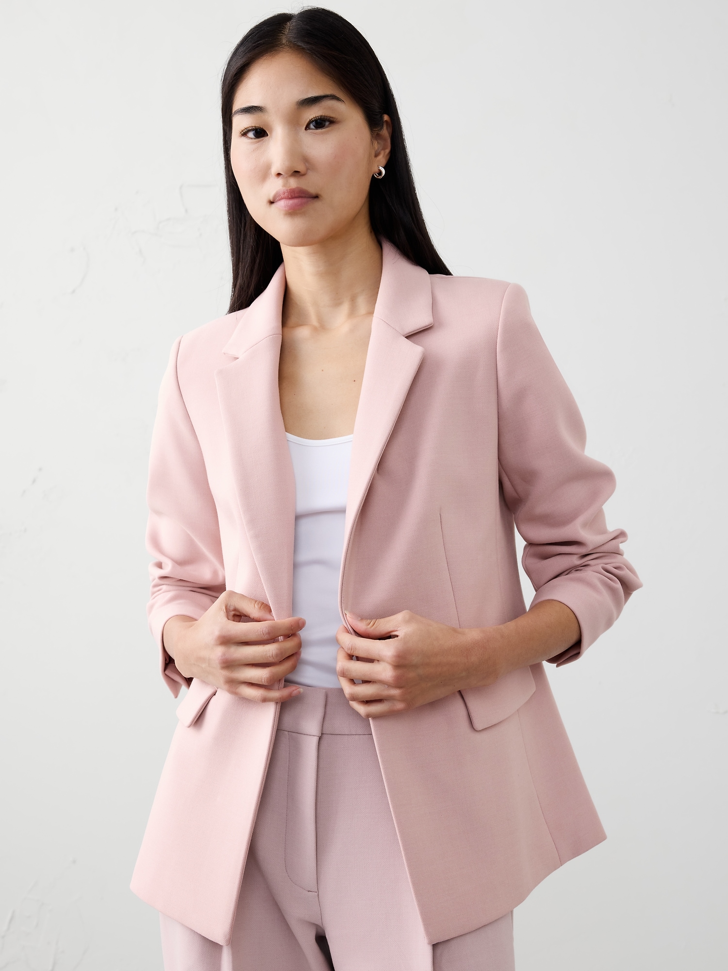 Double Weave Blazer - Pink Heather