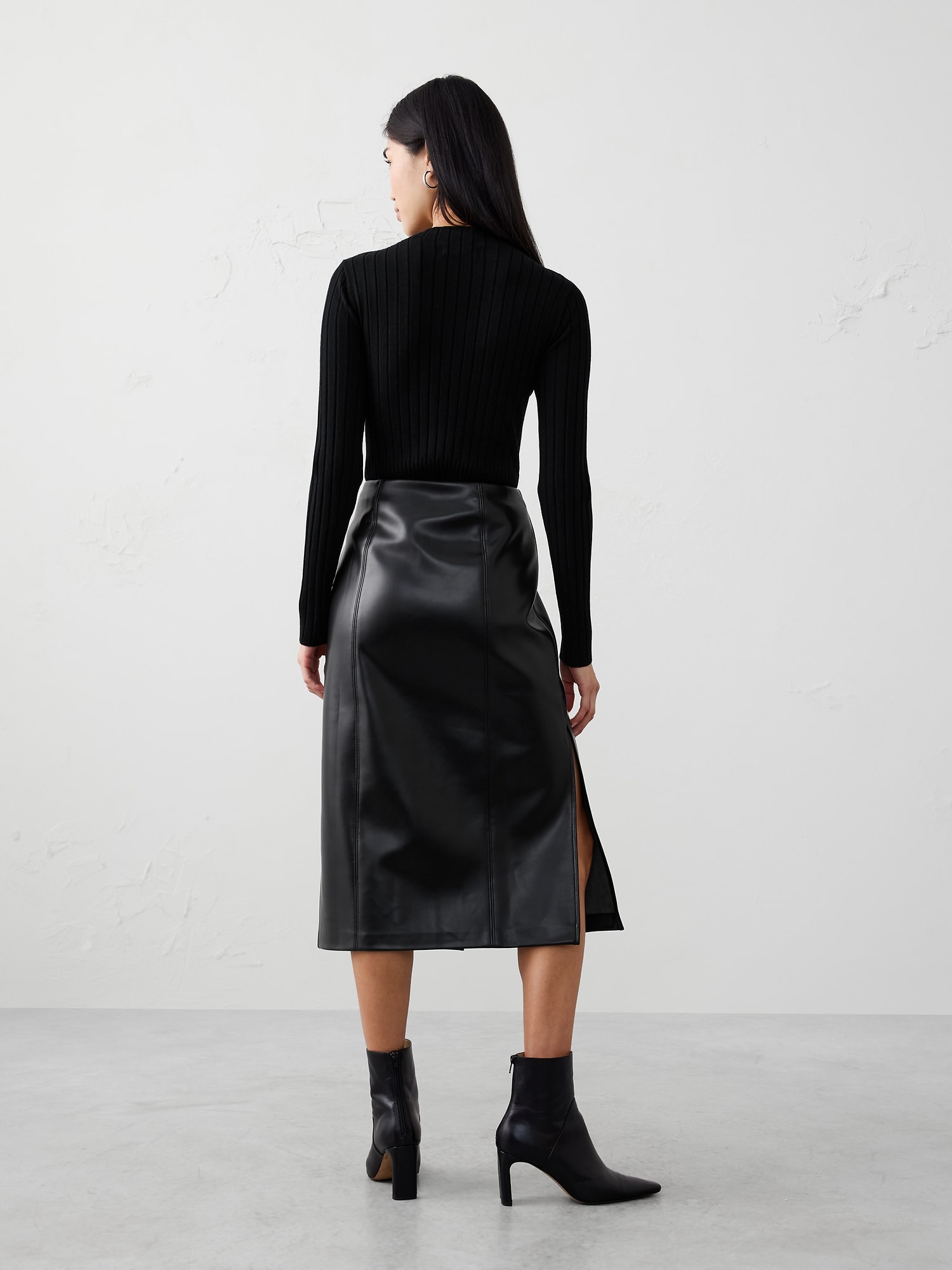 Image number 2 showing, Vegan Leather Midi Skirt