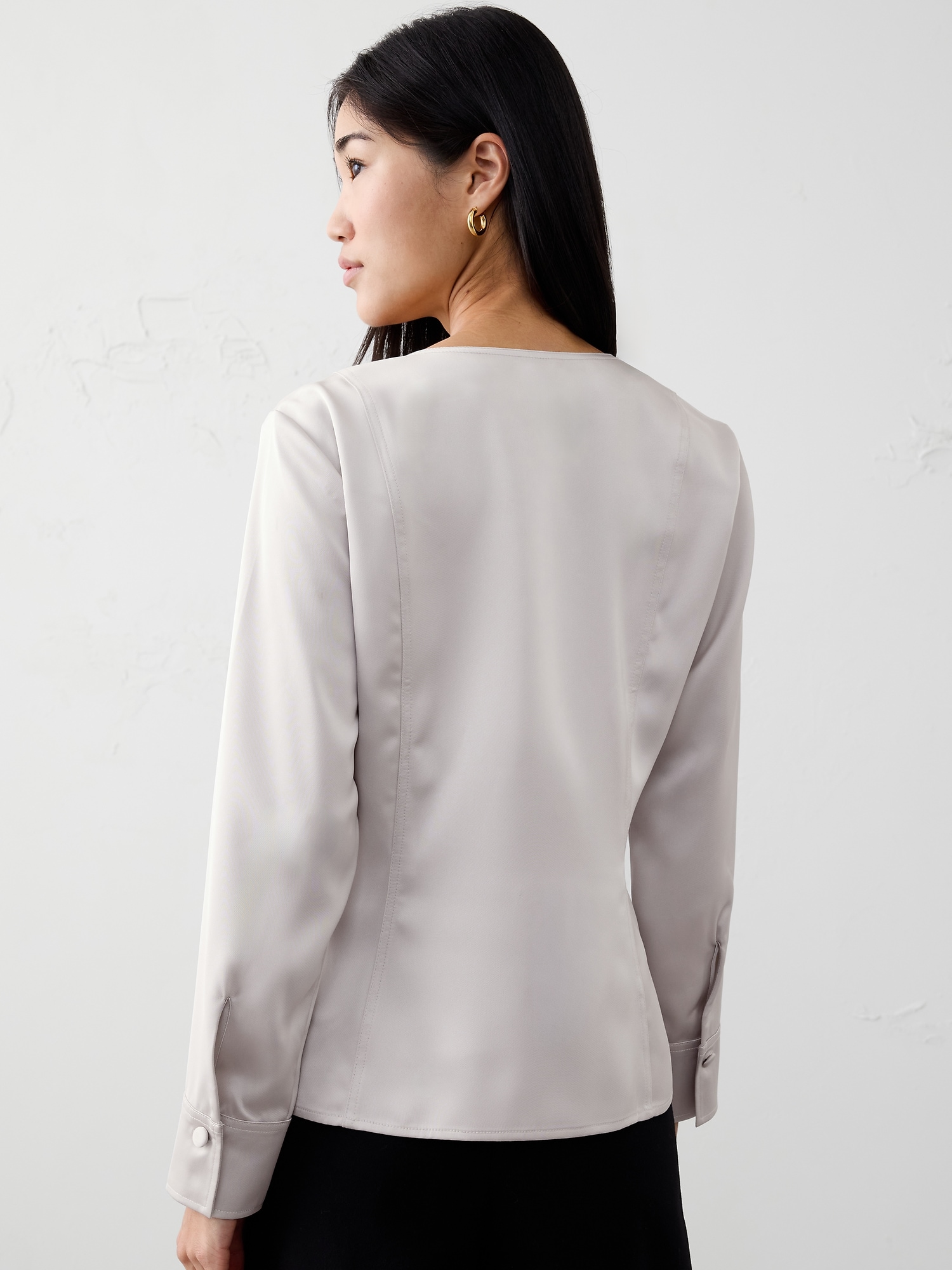 Image number 2 showing, Silky Seamed Slit Blouse