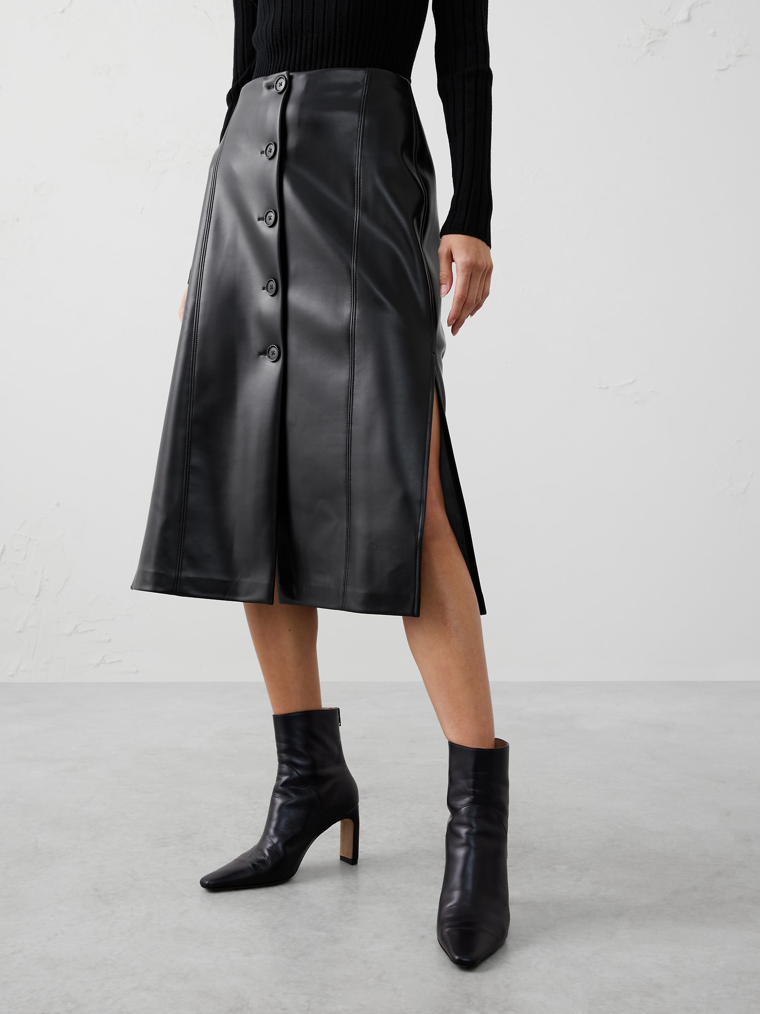 Image number 3 showing, Vegan Leather Midi Skirt