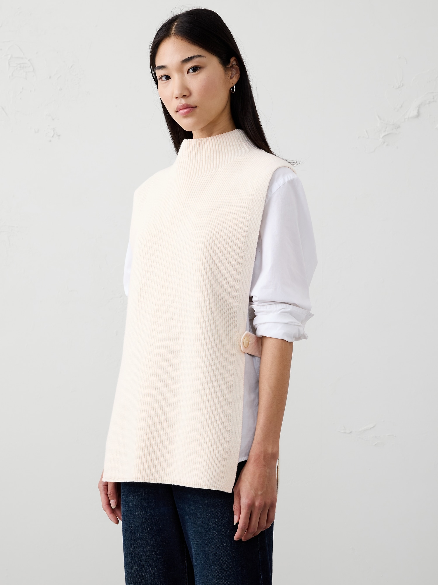 SWEATER BIB PONCHO - Transition Cream