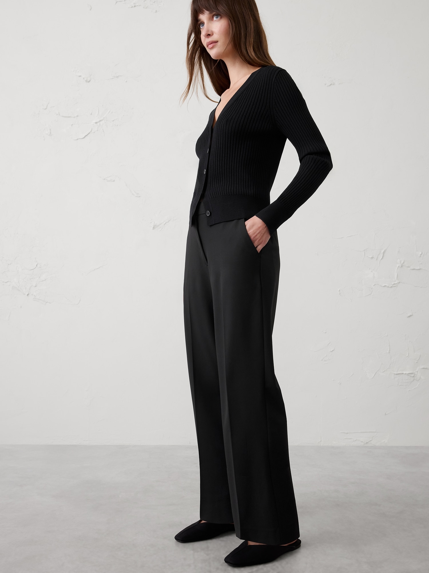 Image number 3 showing, Straight High-Rise Sculpted Easy Trouser
