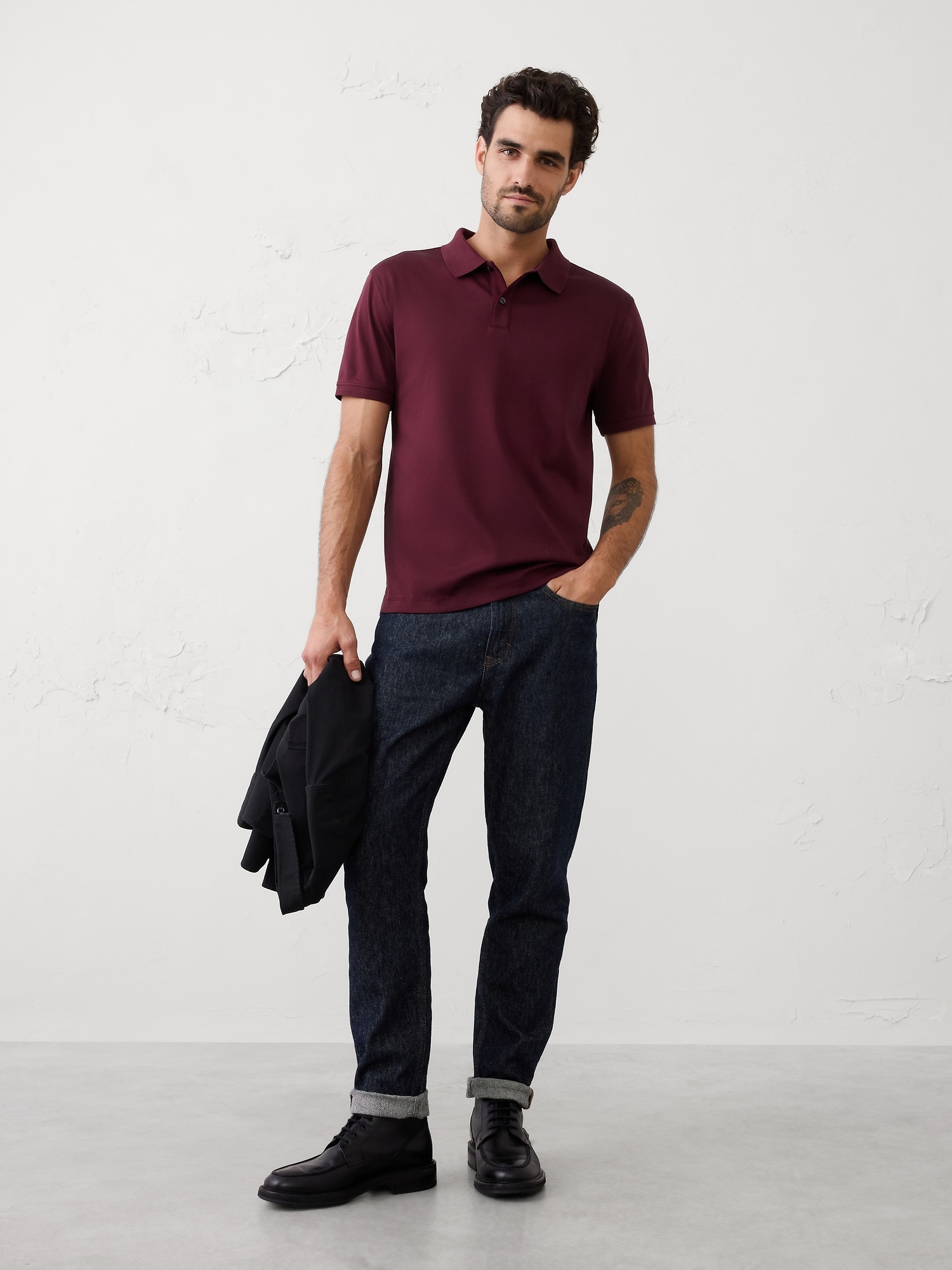 Luxe Touch Polo - Vino Rosso