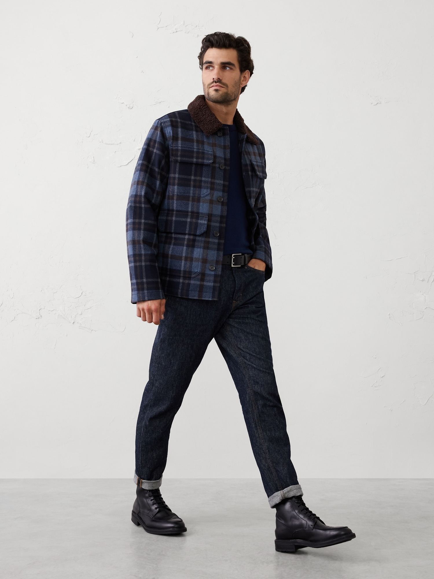 Plaid Sherpa Jacket - Blue Plaid