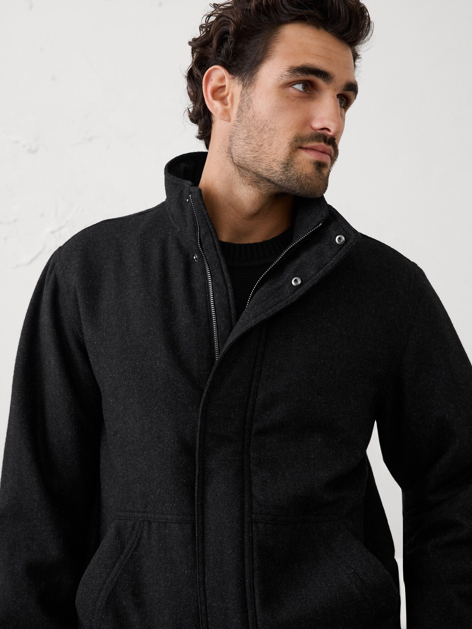 Image number 3 showing, Wool-Blend Mock-Neck Jacket