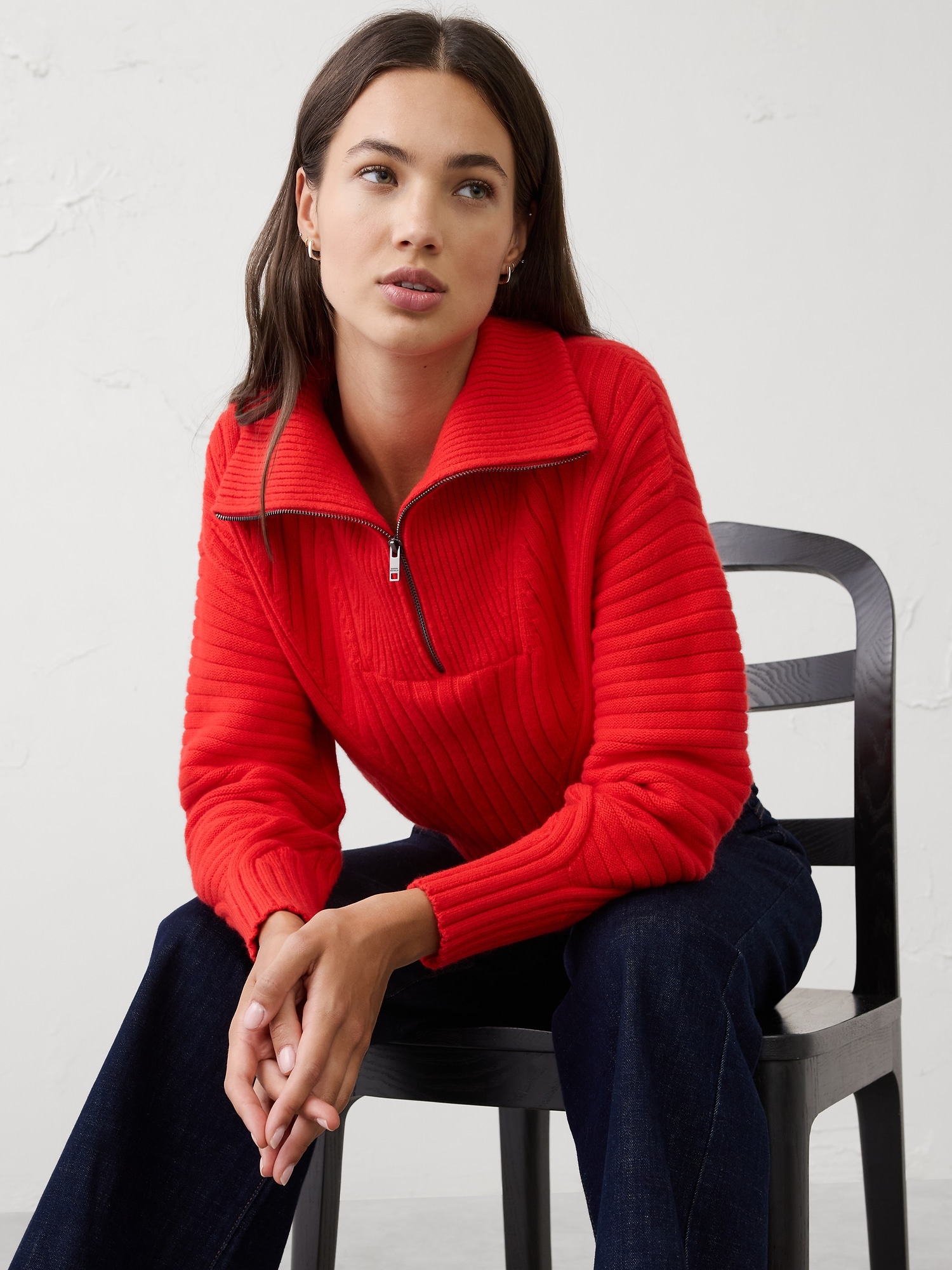 Ribbed Quarter-Zip Sweater - Pepper Flakes