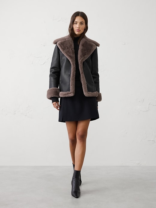 Vegan Leather and Faux Fur Jacket | Banana Republic Factory