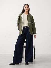 Reversible Vegan Suede Sherpa Jacket | Banana Republic Factory