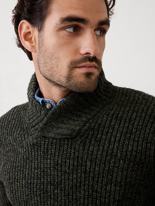 Marled Wrap-Neck Sweater