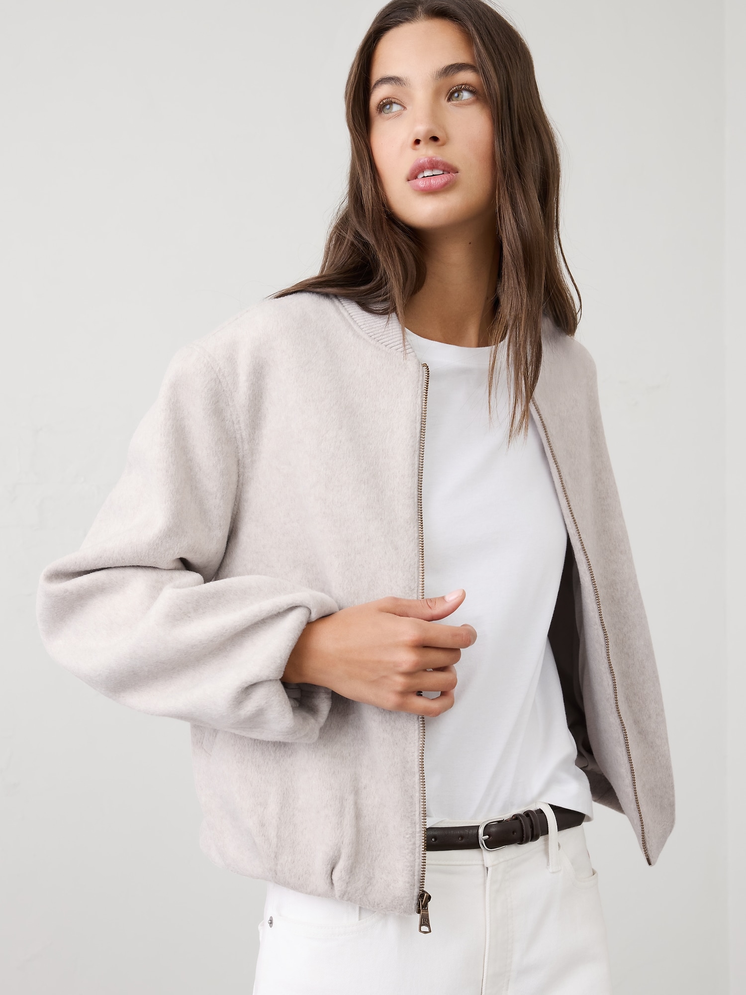 Brushed Bomber Jacket - Oatmeal Heather