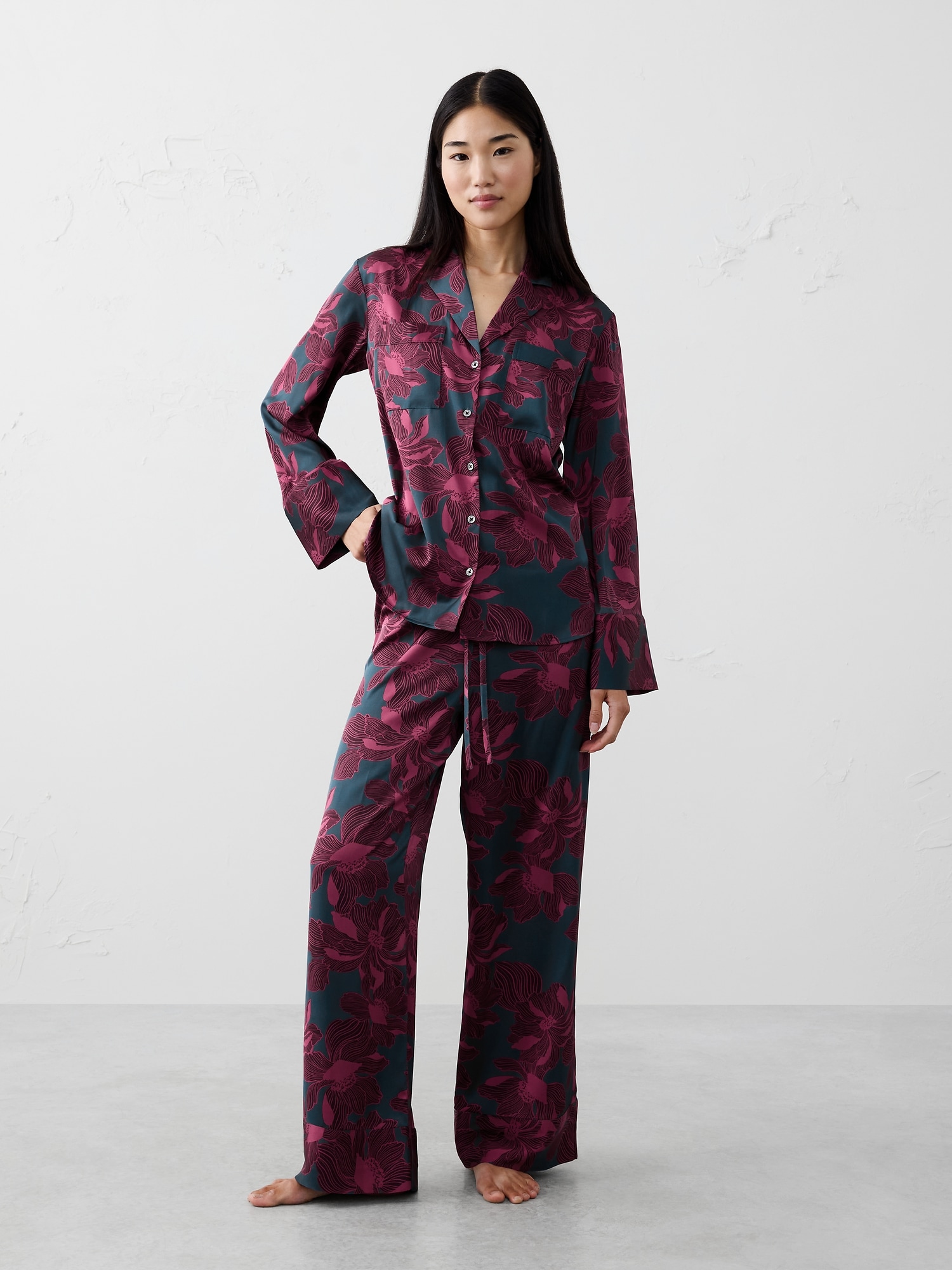 Silky Pajama Set - Vino Rosso