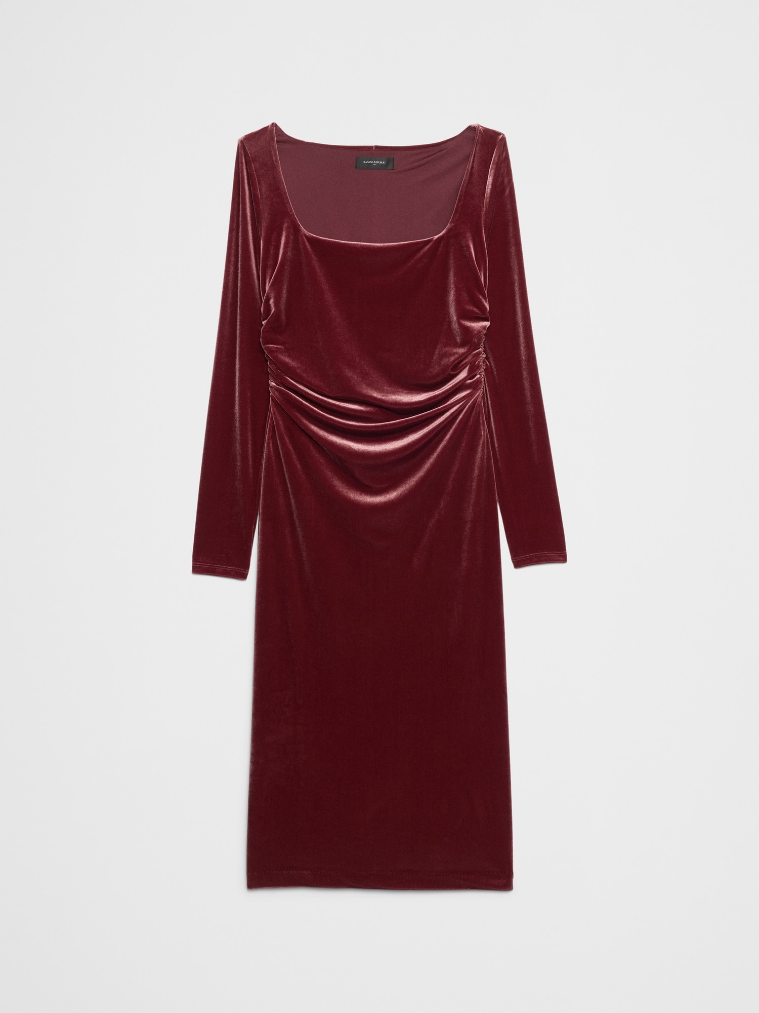 Image number 4 showing, Velvet Shirred-Waist Knee-Length Dress