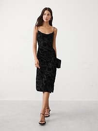 Velvet Burnout Midi Sheath Dress