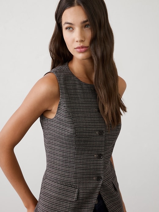 Houndstooth Long Vest