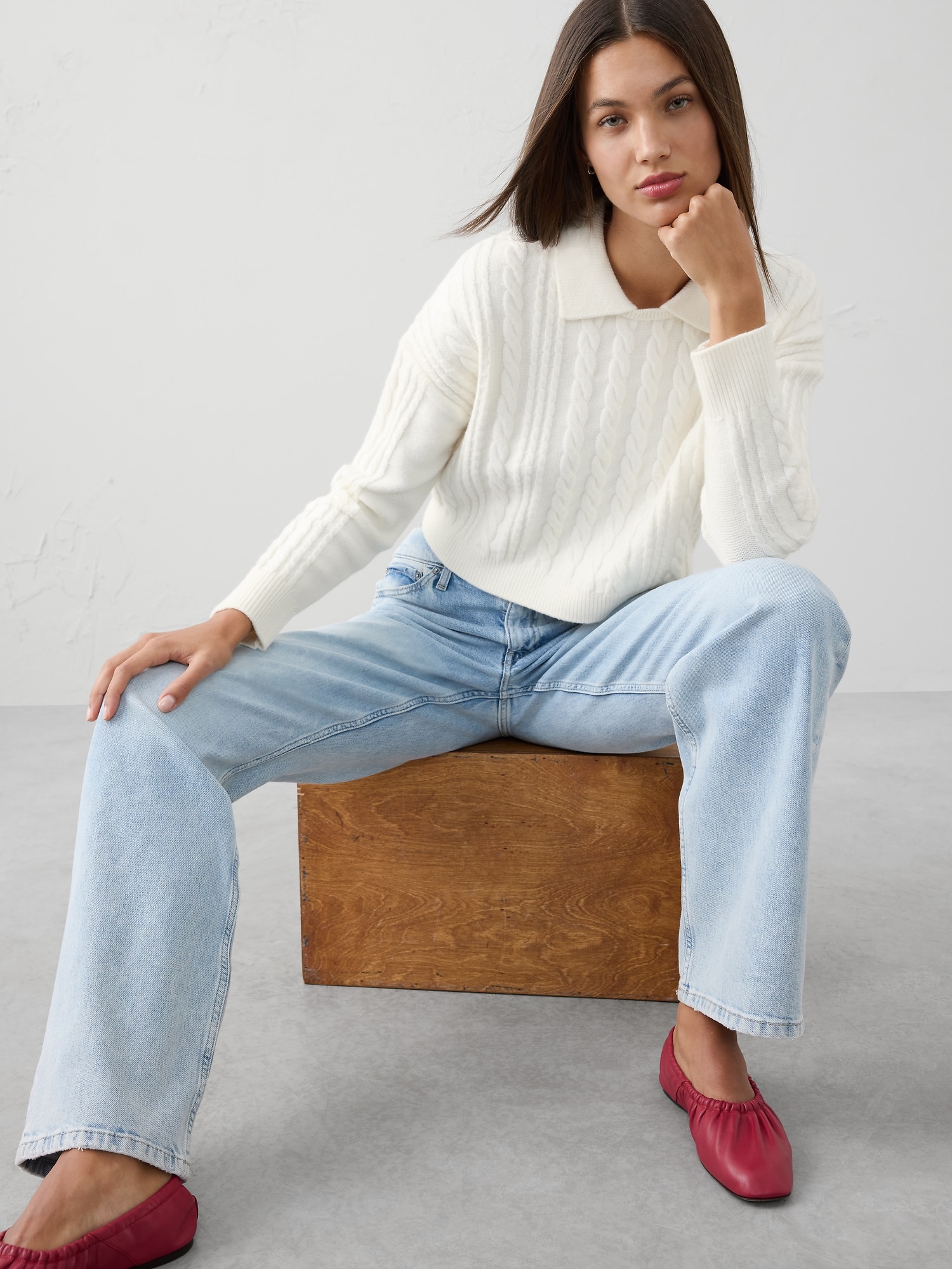 Perfectly Soft Cable Sweater - Snow Day