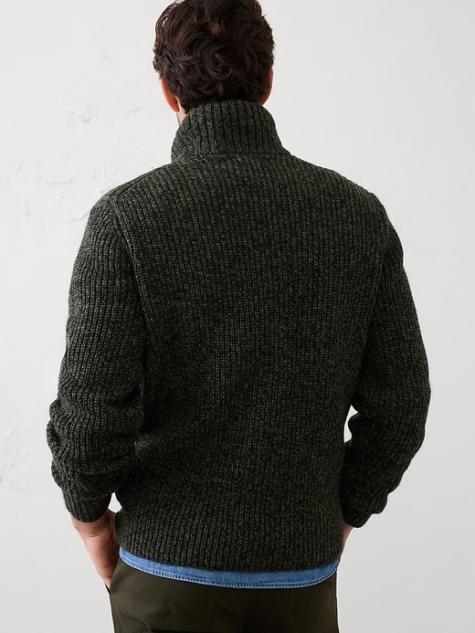 Marled Wrap-Neck Sweater