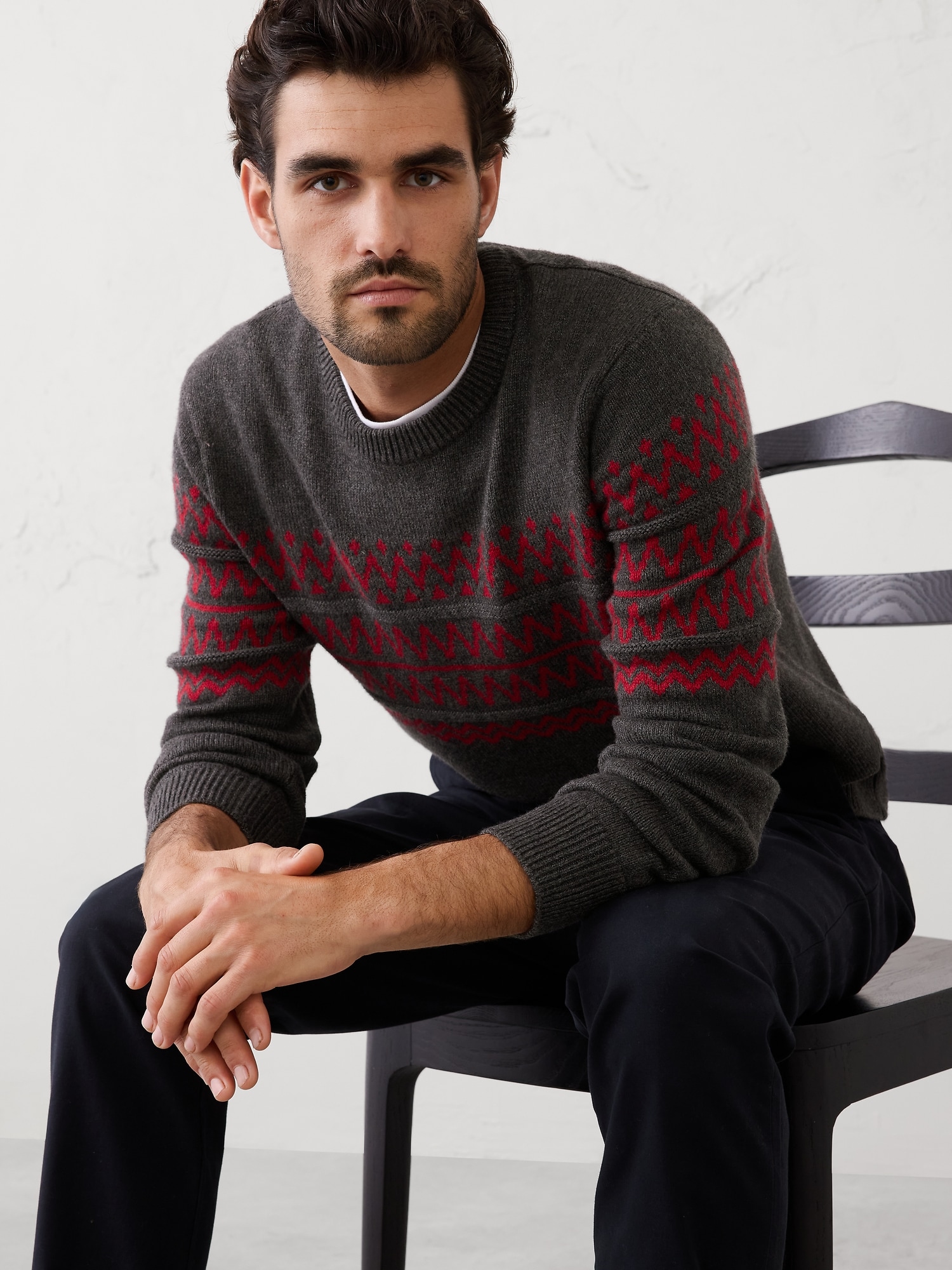 Fair Isle Sweater - Charcoal