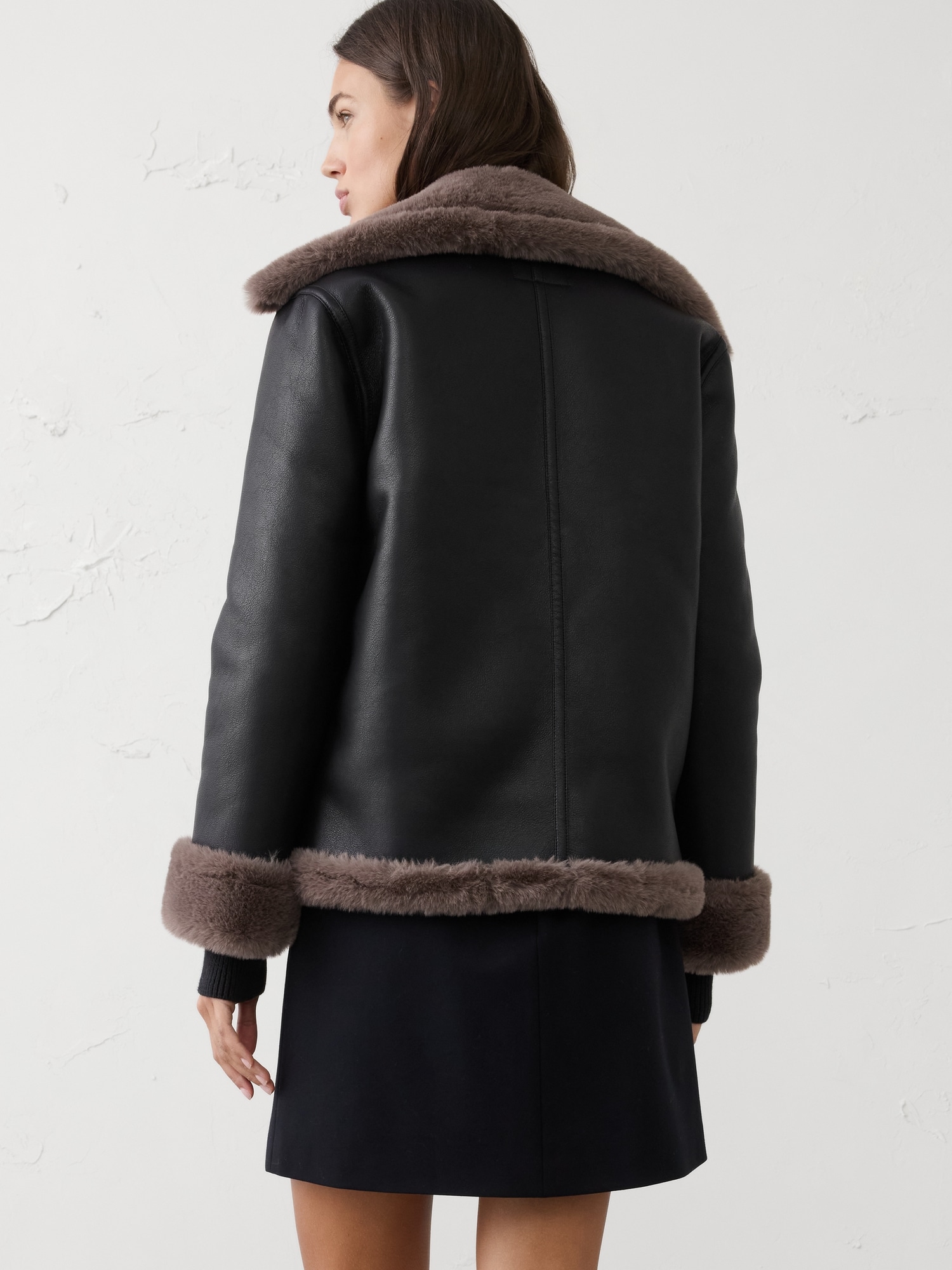 Image number 2 showing, Vegan Leather and Faux Fur Jacket