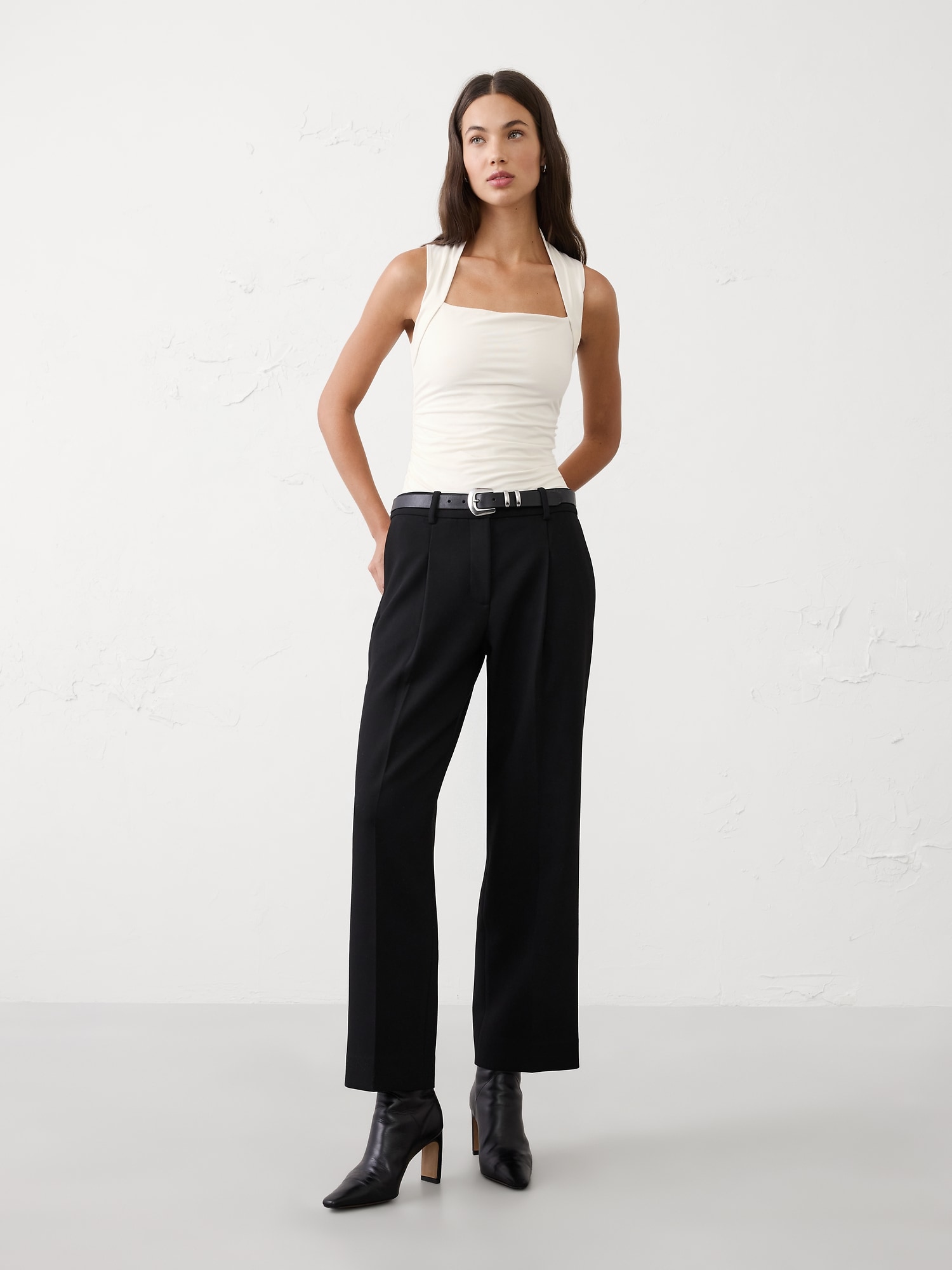 Soft Stretch Side-Shirred Top - Snow Day