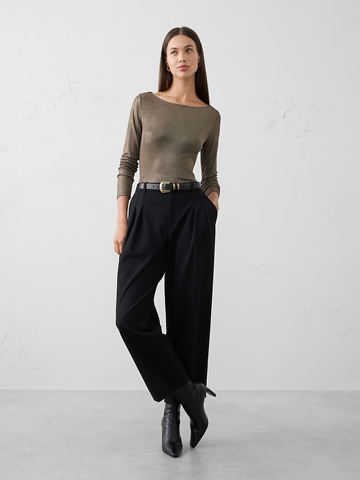 Sequin Boatneck Pullover Sweater