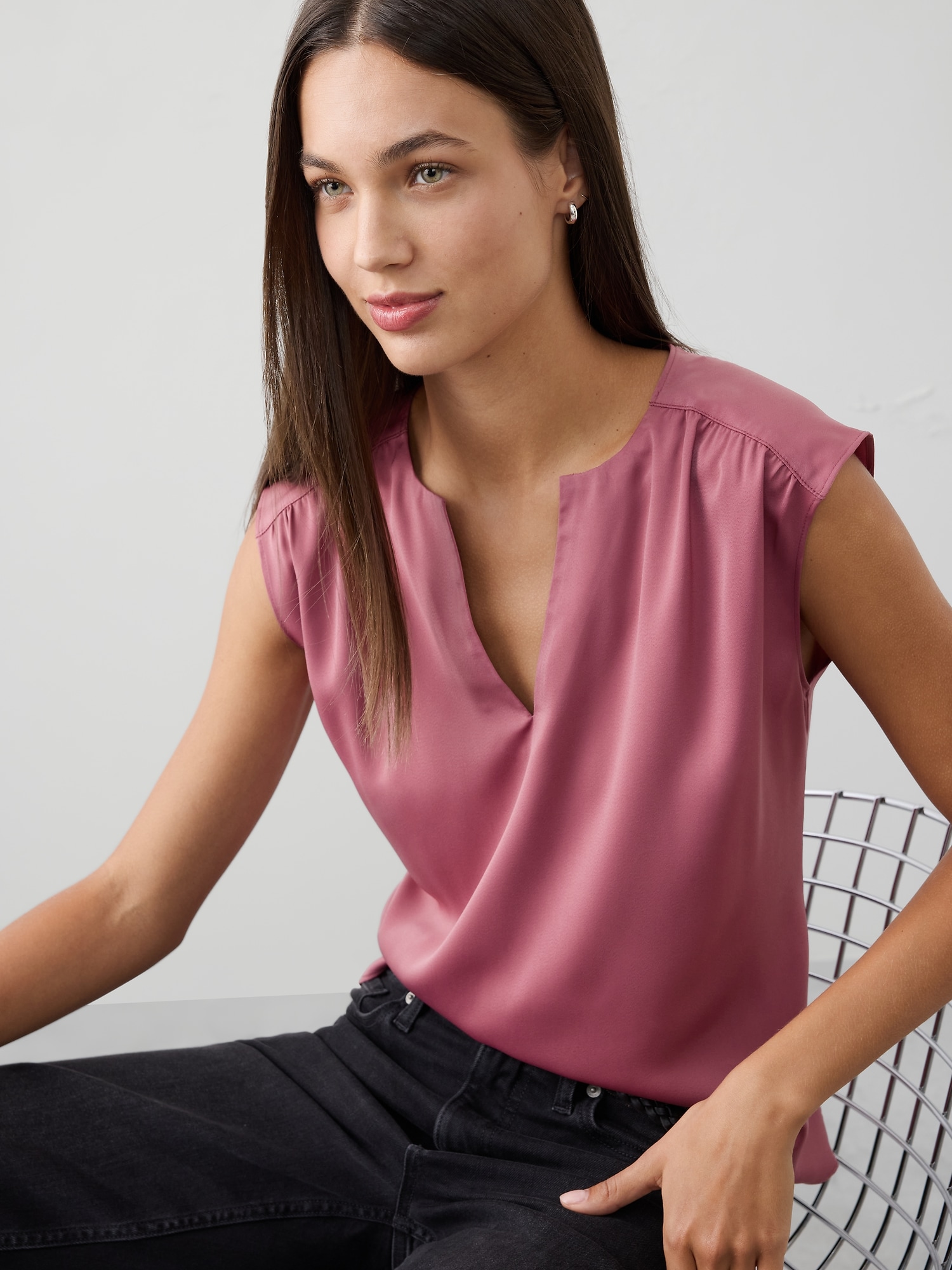 Image number 6 showing, Cap-Sleeve Blouse