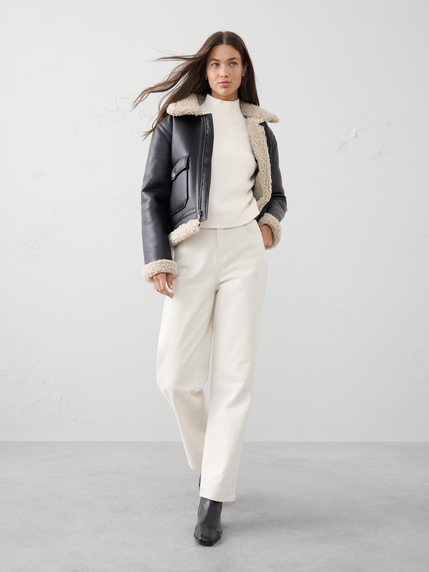 Oversized Ribbed Cropped Sweater