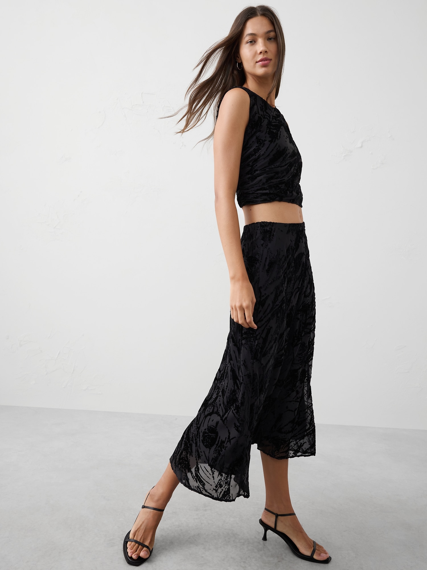 Image number 1 showing, Velvet Burnout Midi Skirt