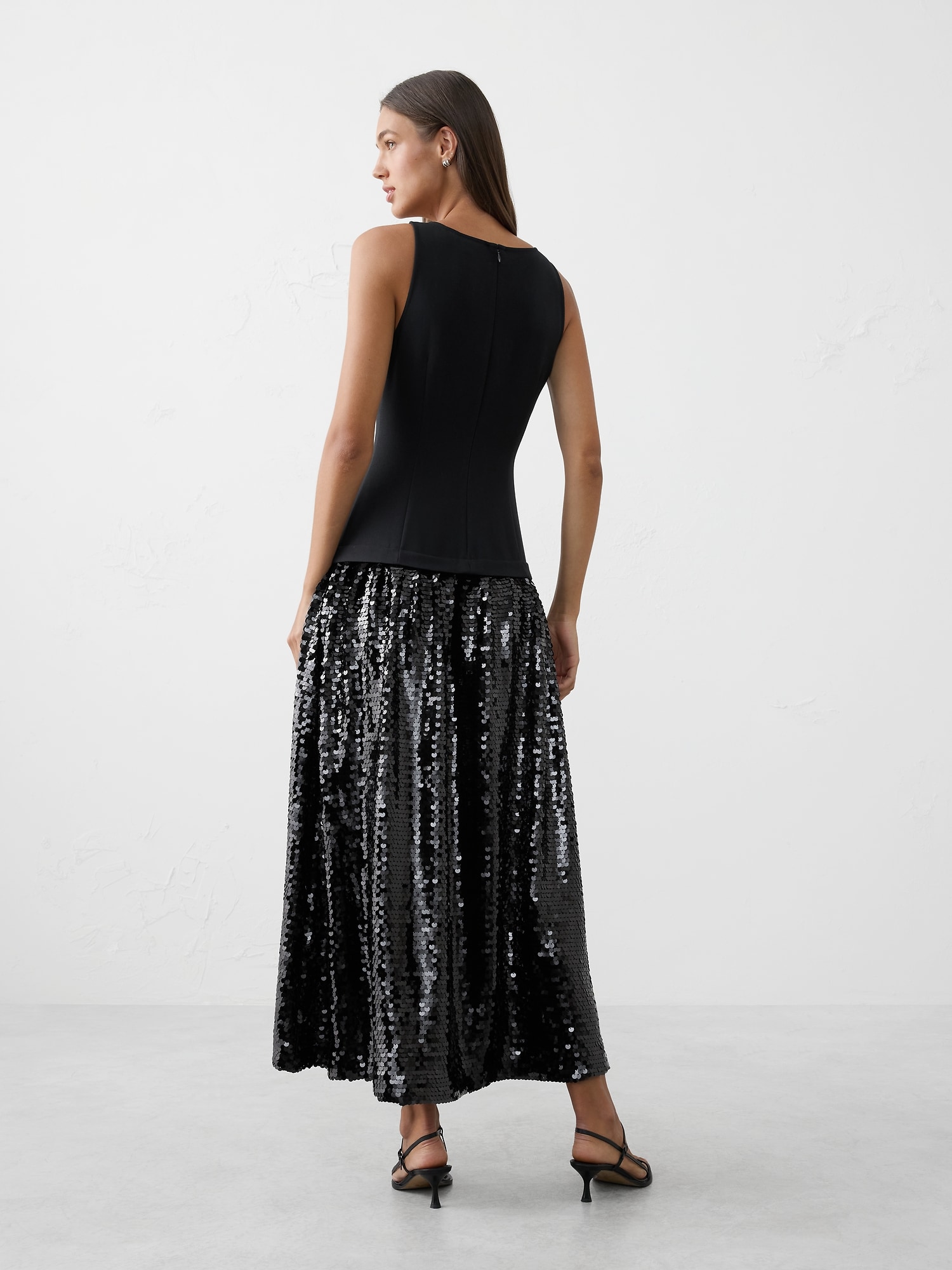 Image number 2 showing, Sequin Drop-Waist Maxi Fit-and-Flare Dress