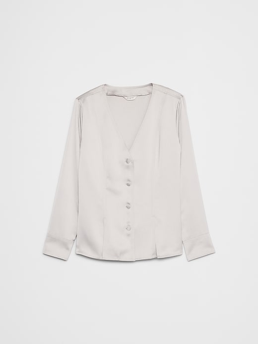 Silky Seamed Slit Blouse | Banana Republic Factory