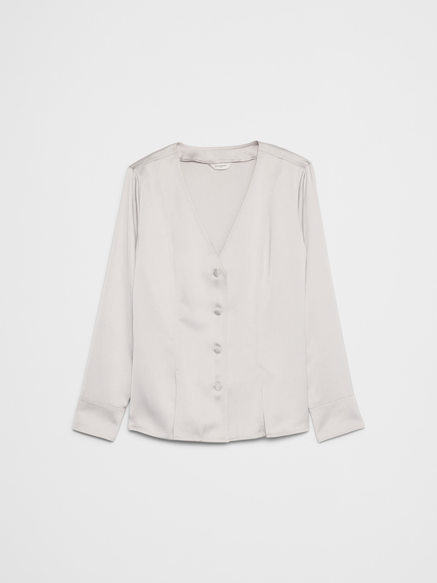 Image number 4 showing, Silky Seamed Slit Blouse