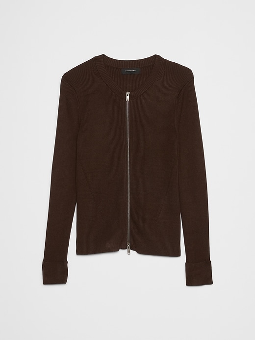 Double Zipper Ribbed Cardigan | Banana Republic Factory