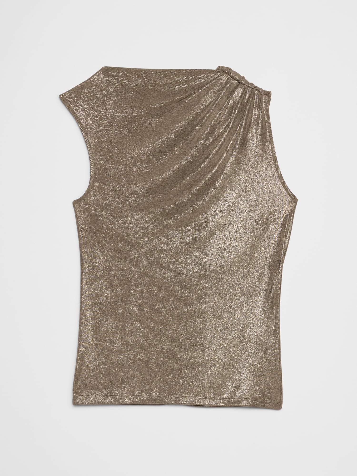 Image number 4 showing, Foiled Ribbed Draped-Shoulder Top